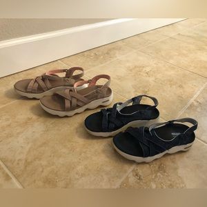 Skechers massage fit sandals 2 pair bundle size 7 blue blush navy pink